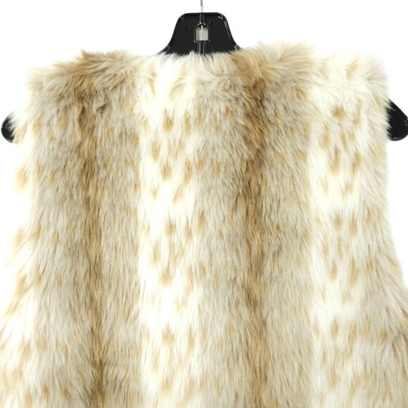 Grace Elements Faux Fur Vest Womens Size M Snow Leopard Brown Cream Boho - Picture 12 of 13